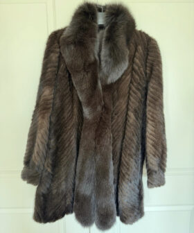Mink Sections Jacket Fox Trim